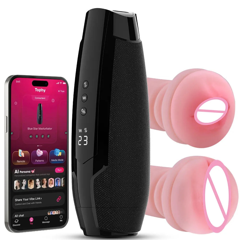 NEW Arrivals 3 in 1 Electric Aircraft 7 Heating Oral Sucking Thrusting Vibration App Remote Control Male Masturbation Cup Adults Sex Toys Supplies