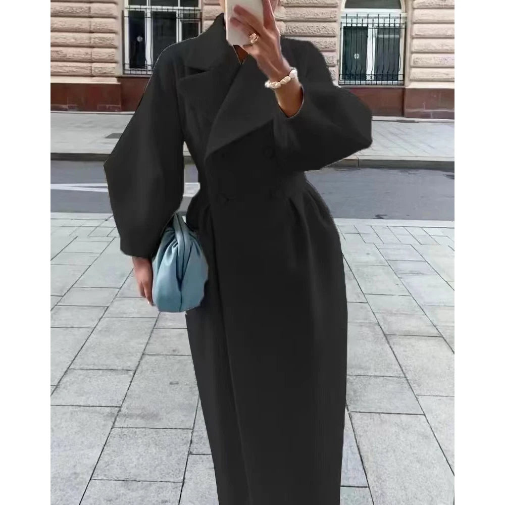 8 Colors S-2XL New Retro Court Style Lantern Sleeve Women's Large Lapel Tweed Jacket Long Coat New Fashion for Wedding Guest Evening Party Business Dinner Prom Luxury Woolen Cotton Maxi Coats Ladies Luxury Apparel Supplies