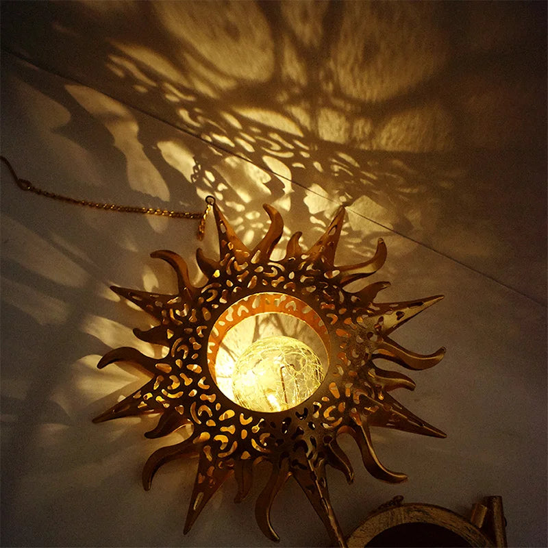 Wind Chimes Solar Lights LED Bulbs Lithium Battery Outdoor Waterproof Hanging Aeolian bells Solar Lamp With Moon Star Sun Shape For Party Garden Festival