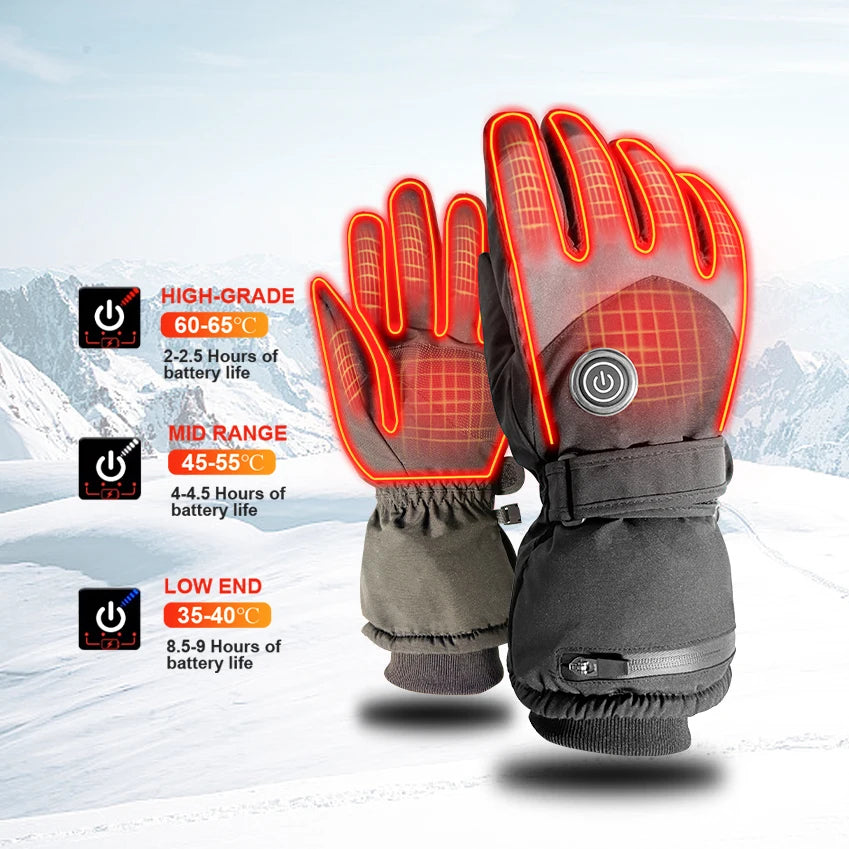 Professional Electric USB Top Quality Rechargeable Minus 40* Heated Gloves Powered Mountaineering Climbing Waterproof Sports Ski Unisex Smart Heating Durable Warm  Alpine Skiers Snowmobile Winter Sports Clothing Accessories