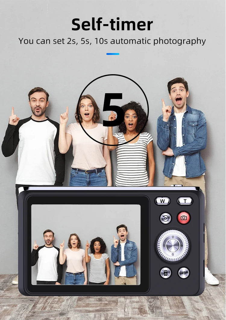 5K Digital Camera FHD 1080P Point and Shoot Camera with 32GB Card 16X Zoom Anti Shake Date Stamp Compact Camera Christmas Birthday Gifts