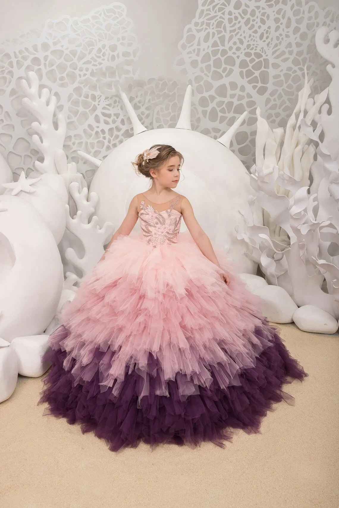 HOT SALE NEW Design 2/14 Years Old Bridesmaid Princess Catwalk Fairy Gorgeous Fluffy Color Matching Luxury Wedding Flower Girl Dress Bride's Evening Prom Party Bridal Formal Mermaid Gowns Children's Luxury Apparel Supplies
