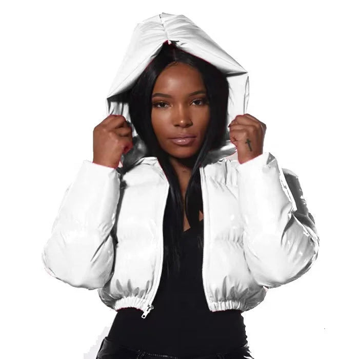 NEW Arrivals S-XL 8 Colors Female Winter Down Coat PU Leather Quilted Parkas Mid-Long Puffer Bomber Cropped Bubble Coats Warm Out Wear Windproof Jackets Women Winter Apparel Supplies