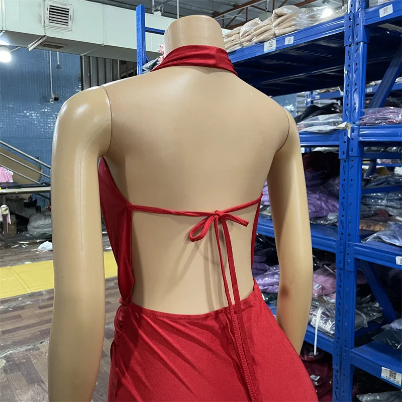 Hot Sexy Woman S-2XL Halter Backless Jumpsuit Sexy Deep V-Neck Rompers Bodycon  New Summer Evening Beach Party Night Clubwear One Piece Romper Short Jumpsuit Bodysuit