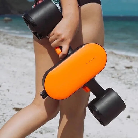 Orange Yellow Color Powerful 360W-4400mAh Electric Underwater Sea Scooter: Ideal for Water Sports, Portable for Pool Swimming and Underwater Diving Scuba Snorkeling Summer Water Sports Supplies