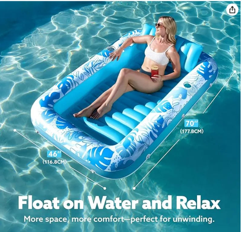 NEW Arrivals 4 Colors Women's Personal Pool Summer CE Certified Inflatable Tanning Lounger Float Pool PVC 177x116cm for Adults Kids Outdoor Sunbathing Pool Party Gift.