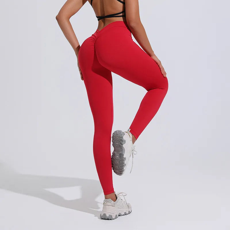 10 Colors S-XL Women's V-Back Scrunch Butt Lifting Leggings Buttery Soft High Waisted Booty Tights Workout Gym Sexy Yoga Pants Women Sports Apparel Supplies