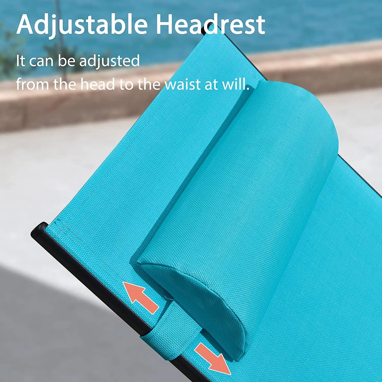 Villa Hotels Home Outdoor Swimming Pool Beach Adjustable All Weather Teslin Sling Sunbed Aluminum Sun Lounger Pool Chair Outdoor Hotel Lounge Luxury Furniture Supplies