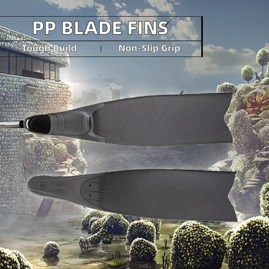 Professional Diver Equipment Modular Rubber Foot Pockets Long Flippers PP Blade Spearfishing Gear for Freediving Frogman Diving Scuba Snorkeling Women Men Summer Water Sports Supplies