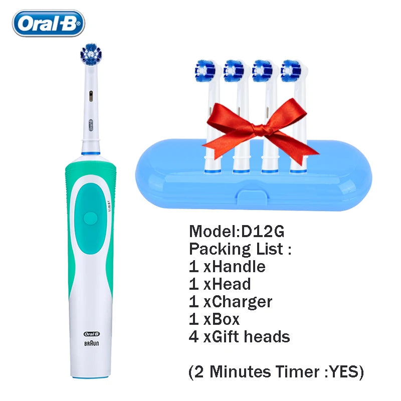 Original Oral-B Set Vitality 2D Electric Toothbrush Rechargeable Smart Teeth Whitening with Replacement Tooth Brush Heads Oral B Nozzles Women Men Oral Hygiene Accessories Personal Care Supplies