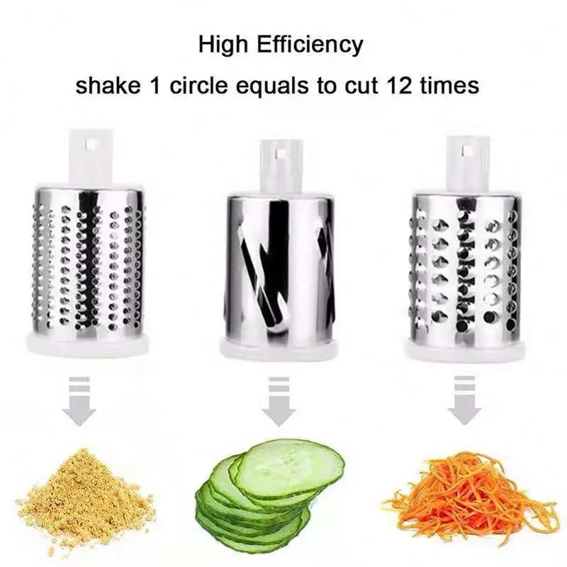 3 Colors Rotate Vegetable Cutter Salad Maker Portable Chopper Grater Vegetable Chopper Manual Steel Kitchen Slicer Food Chopper Vegetable Cutter Cooking Accessories Kitchenware Supplies