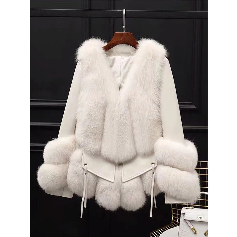 5 Colors Luxury Casual Breathable Thick Women's Real Natural Fox Fur Coat Winter Warm Jacket Outerwear Female Winter Streetwear Apparel Clothing Supplies