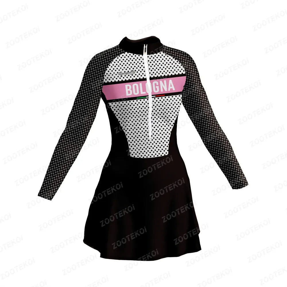 Women Who Ride Skinsuit Triathlon Jumpsuit Dress Macaquinho Female Saia Mtb Cycling Skirt Bike Pretty Little Dress