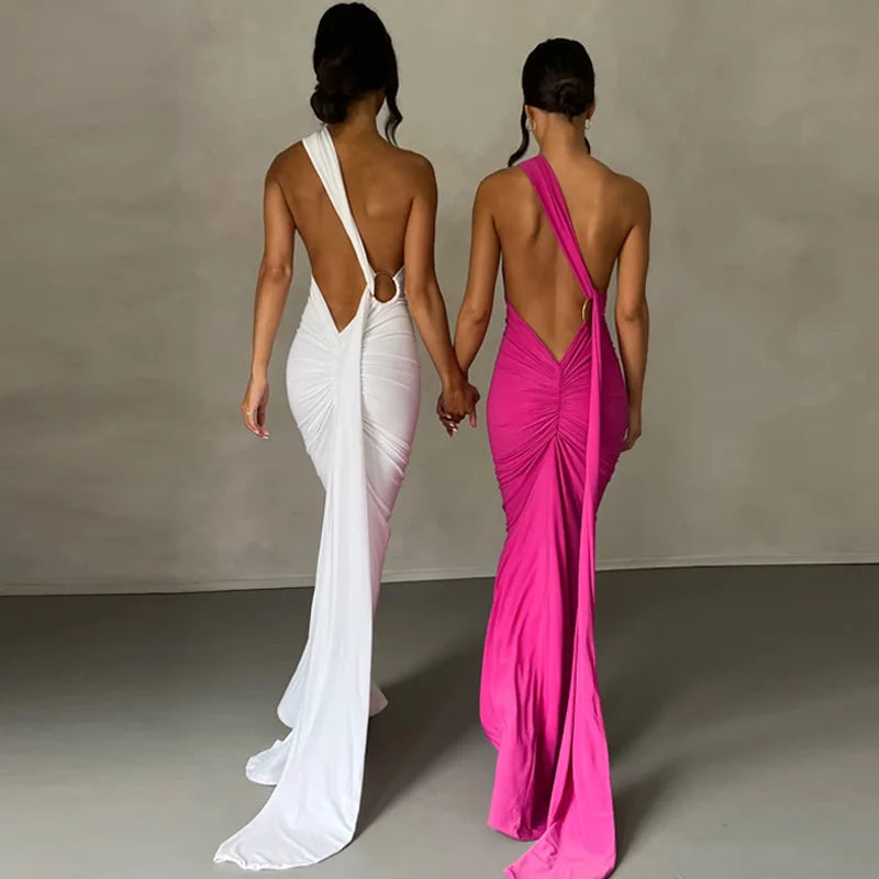 8 Colors Luxurious Women's Backless Solid Color Sleeveless Bodycon Lady Elegant Sexy Maxi Long Evening Party Night Clubwear Prom Ladies Sexy Apparel Supplies