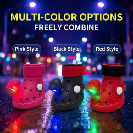 NEW Arrivals 3 Colors Dog Shoes with Flashing Lights, Anti-Slip, Breathable, and Adjustable Velcro Fastening Anti-Loss Night Walking Shoes Pets Clothing Supplies