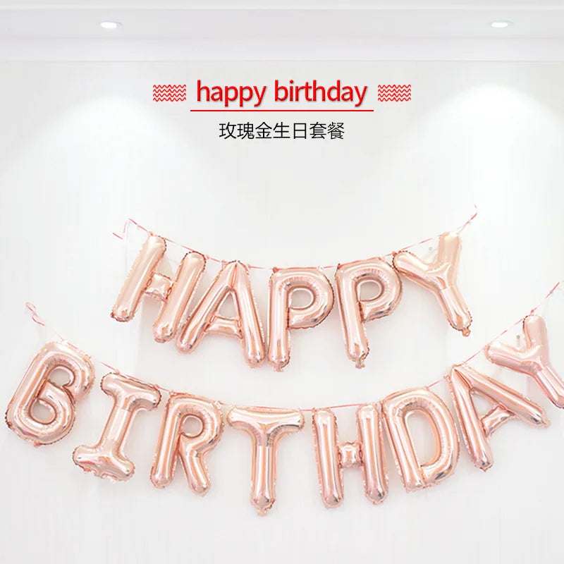 13pcs/set  Happy Birthday Letter Foil Balloons Banner baby shower Party Birthday Cake Decoration Globo Kids Gift Inflatable Ball