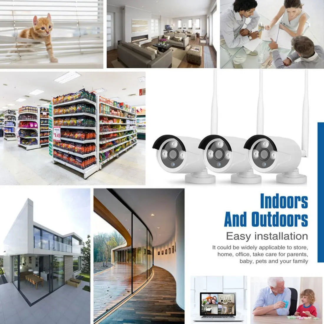 Home Villa Business Store Professional Top Quality 12V 4Ch/8Ch 3MP/5MP Wireless NVR Kit P2P Indoor Outdoor IR Night Vision Security IP Camera WI-FI CCTV Surveillance System Security Supplies