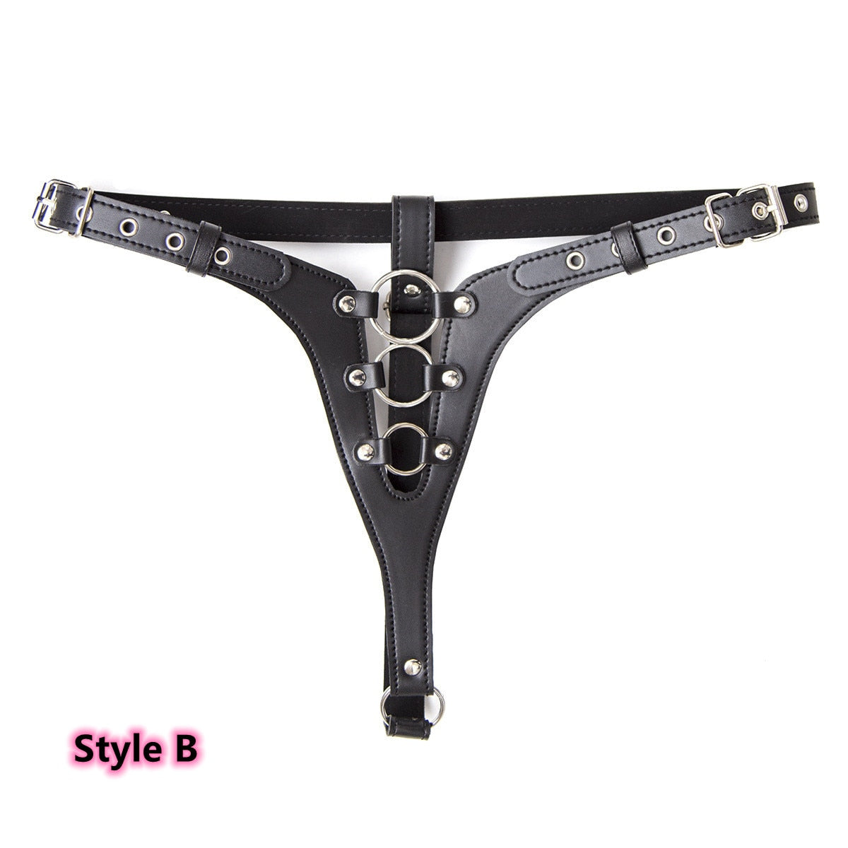 Women Erotic Sexy Costumes of Leather Low Rise Thongs and G Strings with Metal Chain for Couples Fetish Sex Crotchless Brief