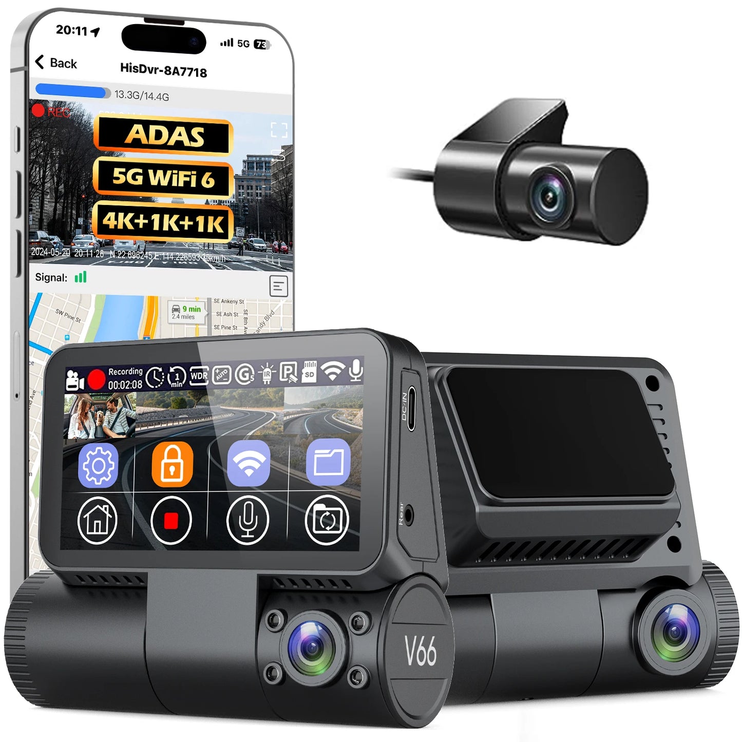 HOT SALE NEW 5G GPS Navigator 3 Inch IPS Touch Screen STARVIS2 2CH GPS 5G Wi-Fi Dash Camera ADAS Car Black Box 4K Video Recorder Car Vehicle Safety Driving Accessories