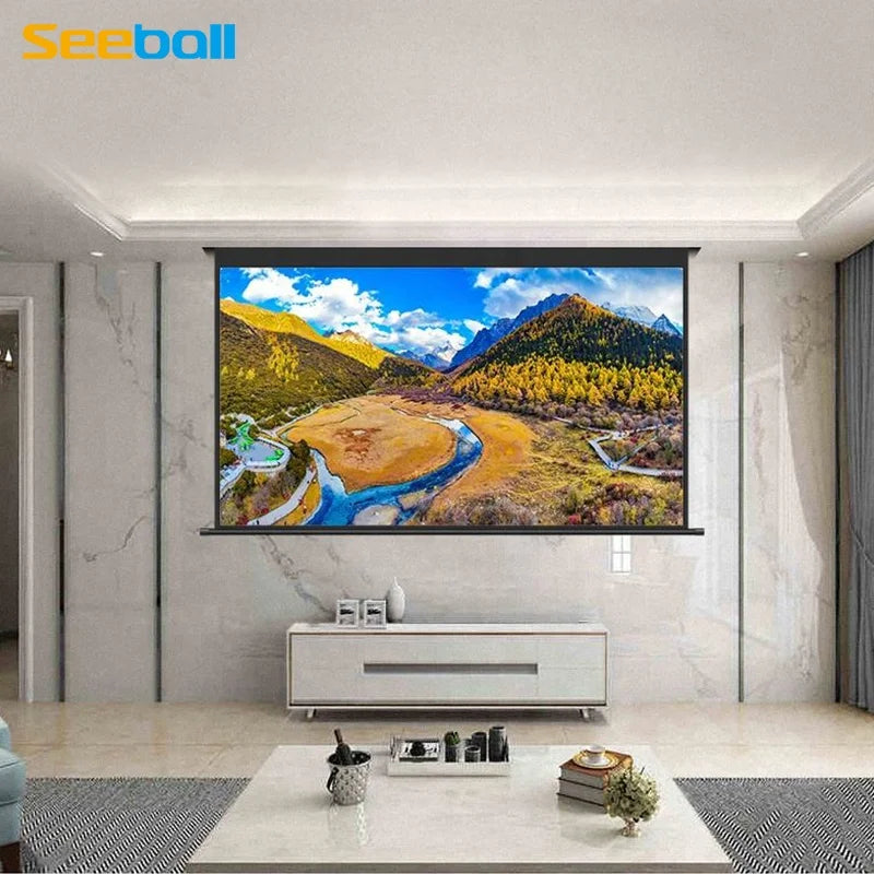 NEW Arrivals  120 Inch 16:9 Motorized Screen RF Remote Control Electric Matte White Projection Screen Business Meeting Home Theater Indoor Outdoor Projection Screen