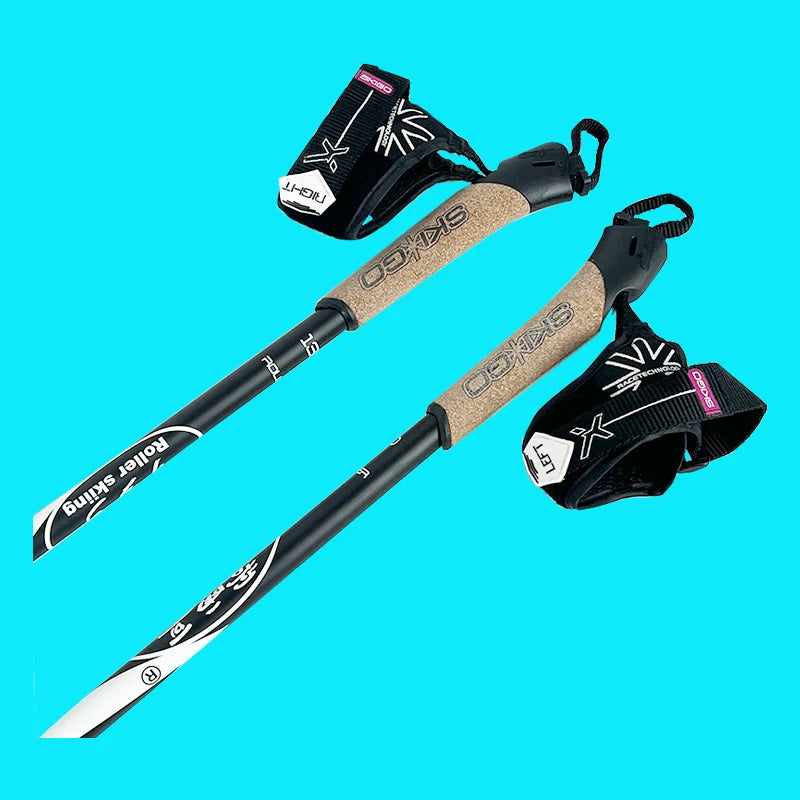 Professional Carbon Fiber Cross Country Ski Roller Poles Lightweight with Cork Grip for Dry Land Skiing 100cm Winter Snow Sports Accessories