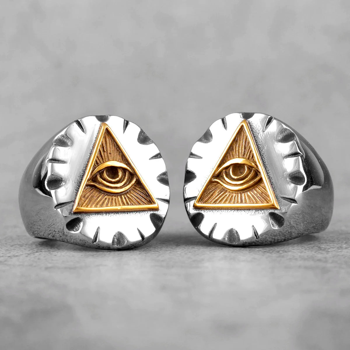 NEW Freemason Rothchild's Illuminati Organization Triangle Masonic Top Quality Titanium Steel Men's Rings Punk for Male Boyfriend Biker Jewelry Creativity Gifts Secret Society Products
