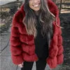 10 Colors S-4XL Plus Size Women's Winter Warm Faux Fur Jacket with Hat Splicing Jacket Faux Fur Hooded Jacket Top Quality Snow Boots Outerwear Jackets Women Winter Apparel Supplies