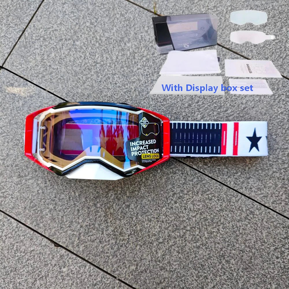 NEW American Motocross Motorcycle Top Quality Professional Goggles Halley Riding Eyewear Windproof Sports Glasses with Display Box Set
