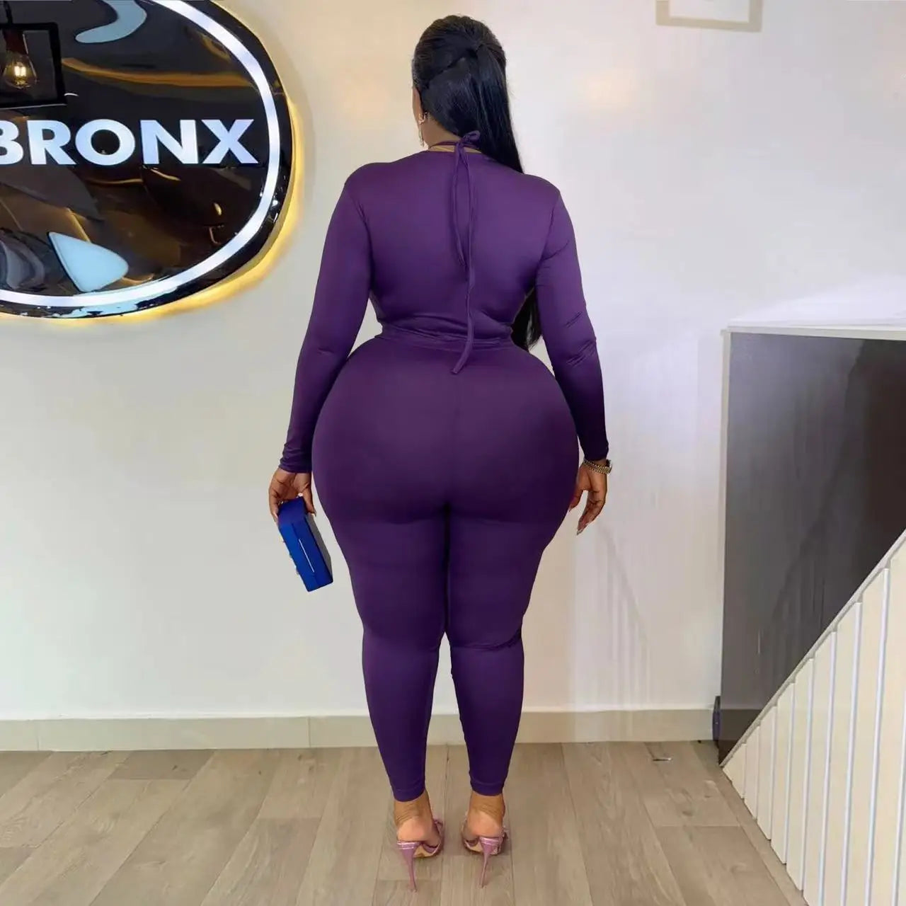 HEY BIG GIRLS.. XL-5XL For Curvy Ladies Trendy Long Sleeve Sexy Jumpsuits for Women Sexy V-Neck Plus Size Clothing Elegance Fall Outfits Evening Party Night Clubwear Clothes
