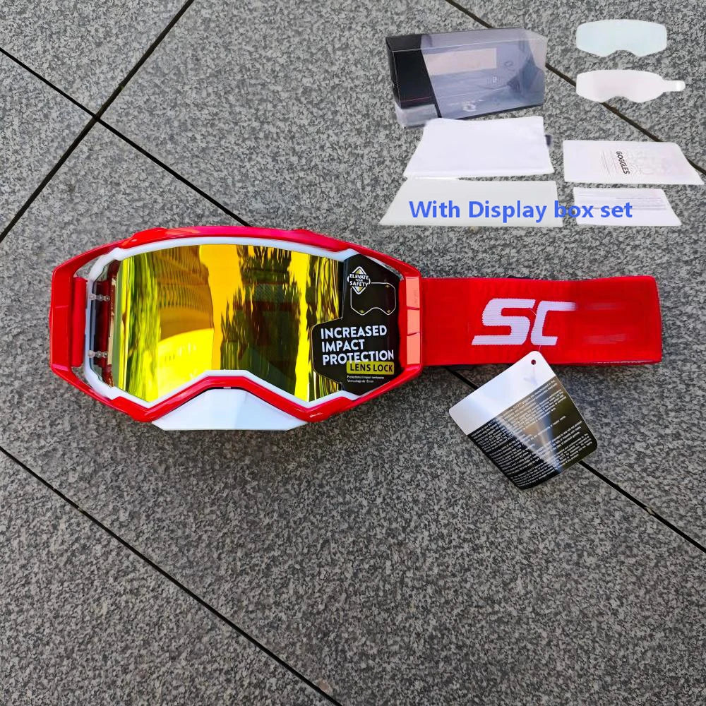 NEW American Motocross Motorcycle Top Quality Professional Goggles Halley Riding Eyewear Windproof Sports Glasses with Display Box Set