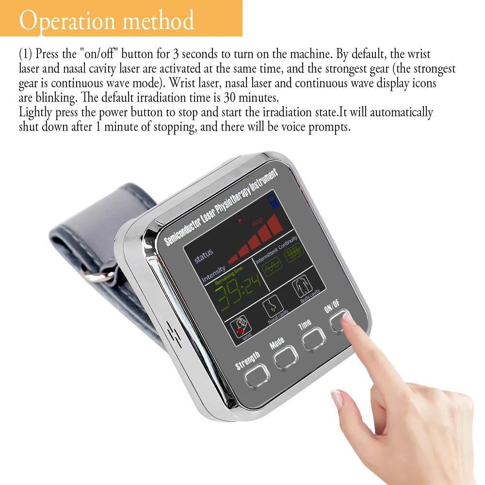 NEW Arrivals Laser Physiotherapy Wrist Diode LLLT For Diabetes Hypertension Rhinitis Multi-Functions Treatment 12 Laser Diabetic Watch Laser Sinusitis Therapy Watch Medical Health Care Supplies