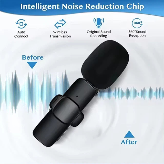 NEW Set K15 Portable 2.4Ghz Wireless Professional Lavalier Microphone Noise Reduction HD Radio Recording Outdoor Interview  3 in 1  Live Microphone for Live Streaming Podcast TikTok YouTube Video Recording