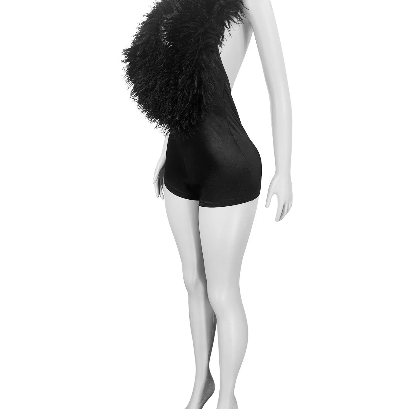 NEW Arrivals S-2XL  Summer European American Fashionable Casual Women's Elegant Fur-Trimmed Deep V-Neck Halter Neck Sexy Chic Streetwear Night Clubwear Evening Party Jumpsuit Girls Casual Clothing Supplies