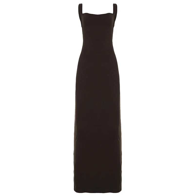 NEW Women's Sexy Draped Neck Square Neck Sleeveless Backless Slim Fishtail Dress Sexy Elegant Vacation Evening Beach Party Simple Solid Color Floor-Length Night Clubwear Maxi Dress