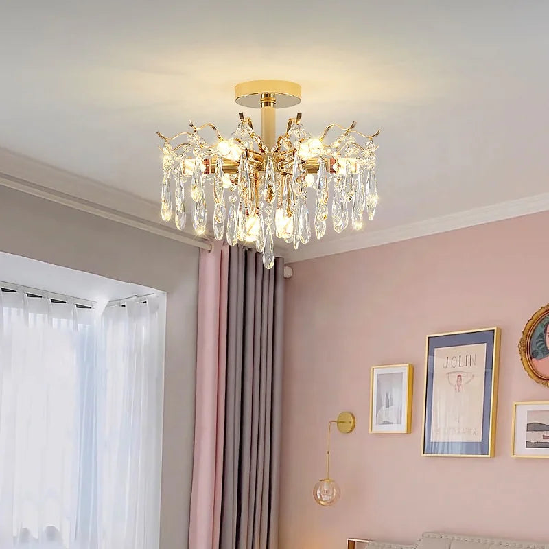 NEW Arrivals Villa Home Living Room Bedroom Luxury Crystal Apartment  Ceiling Lamp Villa Lighting Iron Base Chandelier Fashionable Art Decoration Home  Lighting Supplies