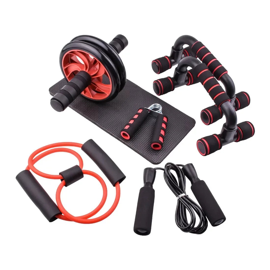 NEW Arrivals 7 PCS Set Abdominal Wheel Push-Up Combination Suit Multi-Functional Abdominal Muscles Wheel Comprehensive Training Home Gym Accessories Sports Set