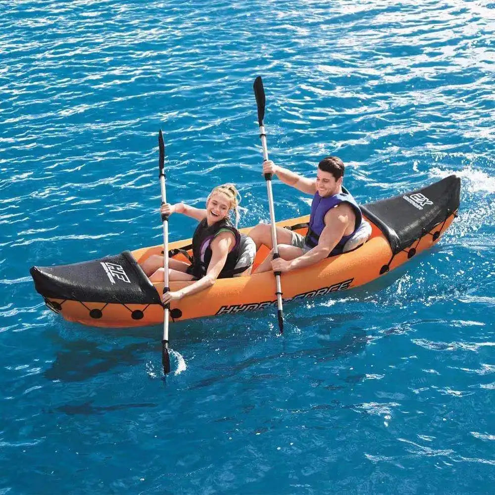 NEW Set 2 Persons Top Quality Inflatable Kayak Canoe Rafting Fishing Boat Portable Water Sport with Paddle + Air Pump and Bag Large Size 321X88cm Orange 2026 for Adults Summer Water Sports Supplies