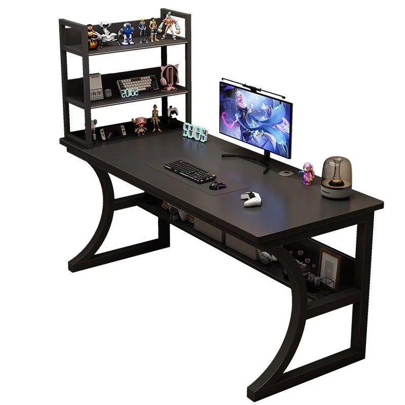 NEW Modern Design Gaming Desk for Home Use with Storage Shelf, Simple Computer Office Desk for Bedroom Study and Writing Home Office Furniture Supplies
