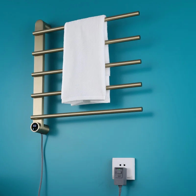 Hot Sale 5 Colors Round Tube Electric Towel Rack With LCD Screen Hide-Installed Smart Temperature Controller for Bathroom Home Hotels Clothes Dryer Heating Rack 3Y Warranty (After Sale Service: Online Technical Support)