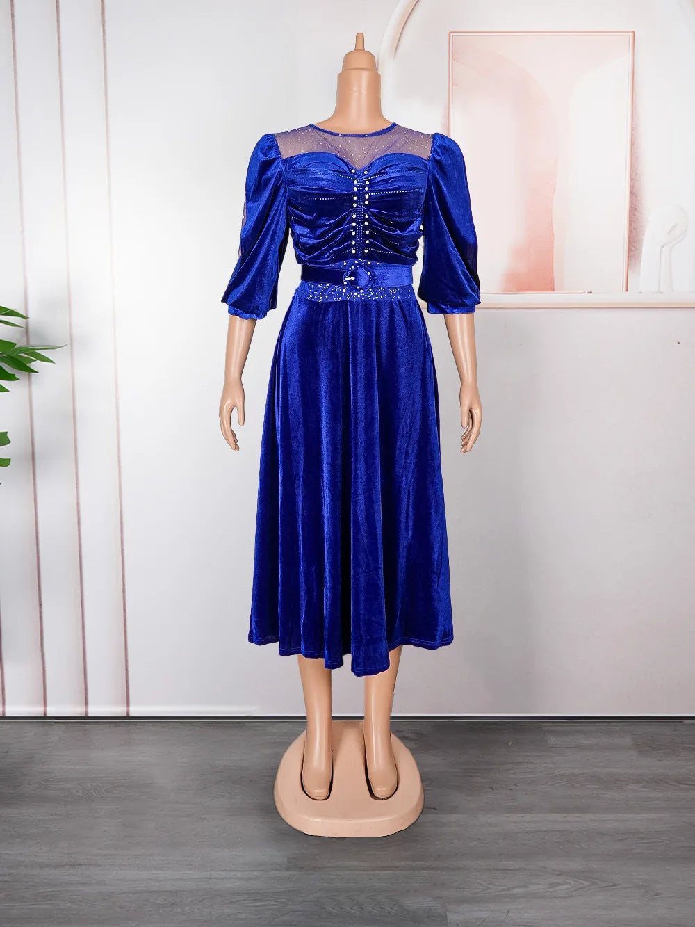 4 Colors L-3XL Plus Size African Ladies Luxury Velvet Wedding Guest Evening Prom Party Dresses New Dubai Evening Gown Dashiki Ankara Turkey Velvet Outfits Formal Gown African Women Luxury Apparel Supplies
