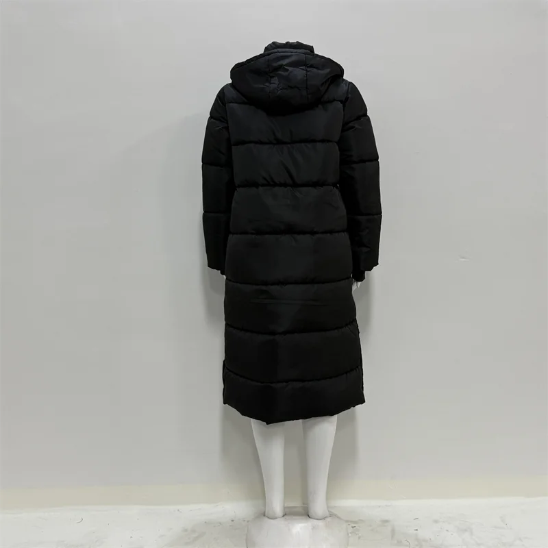 4 Colors M-3XL Plus Size Autumn Winter Women's Comfortable Parkas Coat Thick Warm Woven Block Hooded Jacket Long Parker Coat Casual Outerwear Ladies Winter Clothing Supplies