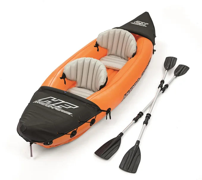 NEW Set 2 Persons Top Quality Inflatable Kayak Canoe Rafting Fishing Boat Portable Water Sport with Paddle + Air Pump and Bag Large Size 321X88cm Orange 2026 for Adults Summer Water Sports Supplies