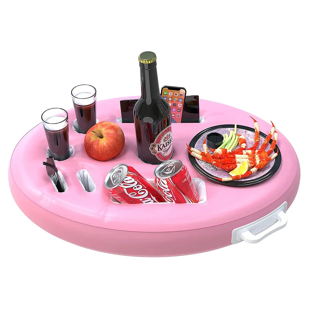 NEW 7 Colors Inflatable Durable Floating Pool Eight-Holes Tray Cup Holder 70x50cm Fits Phones PVC Outdoor Water Pool Beach Party -Cooled Beverage Swim Party Drinkware Accessories