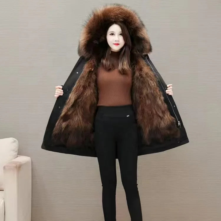 NEW Arrivals 10 Colors M-3XL Chic Winter Ladies Coat Warm Long Waterproof with Faux Fur Liner and Fur Collar Snow Outerwear Jackets Women Winter Fashion Apparel Supplies