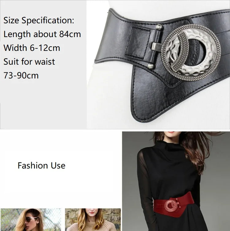 NEW Arrivals Lady Luxury Real Leather Dress Belt Female  High Elastic Wide Belt Women's Retro Decorative Down Jacket Belts Leather Waist Cover Waistband Girls Ladies Luxury Fashion Apparel Accessories Supplies