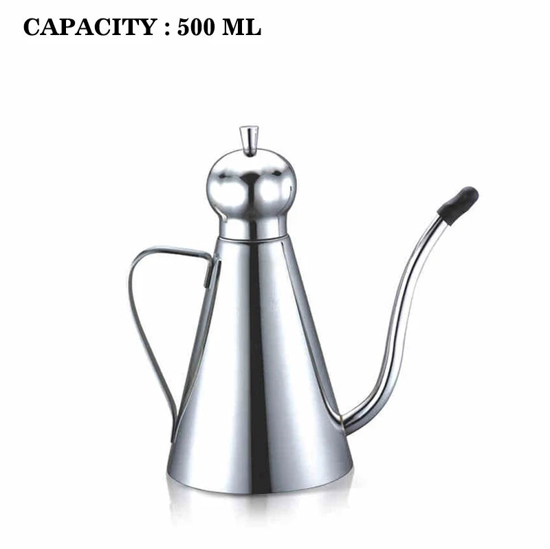 Home-Restaurant High-Quality Stainless Steel 350/500/1000ml Cone Oil Pot Leak-Proof Kitchen Household Soy Sauce Pot Small Vinegar Pot Oiler Jug Tableware Accessories