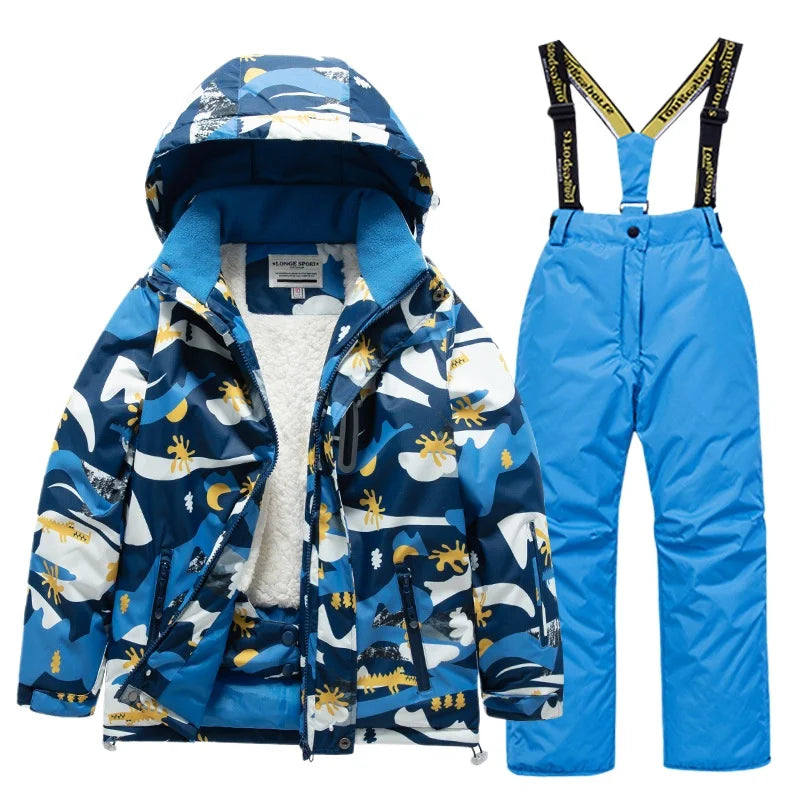 BEST PRICE 2 PCS Set Children's Girls Boys Top Quality Waterproof Ski Jacket + Pants Kids Snowboard Suit Snow Wear Ski Clothes for Kids Ski Suit Ski Clothing