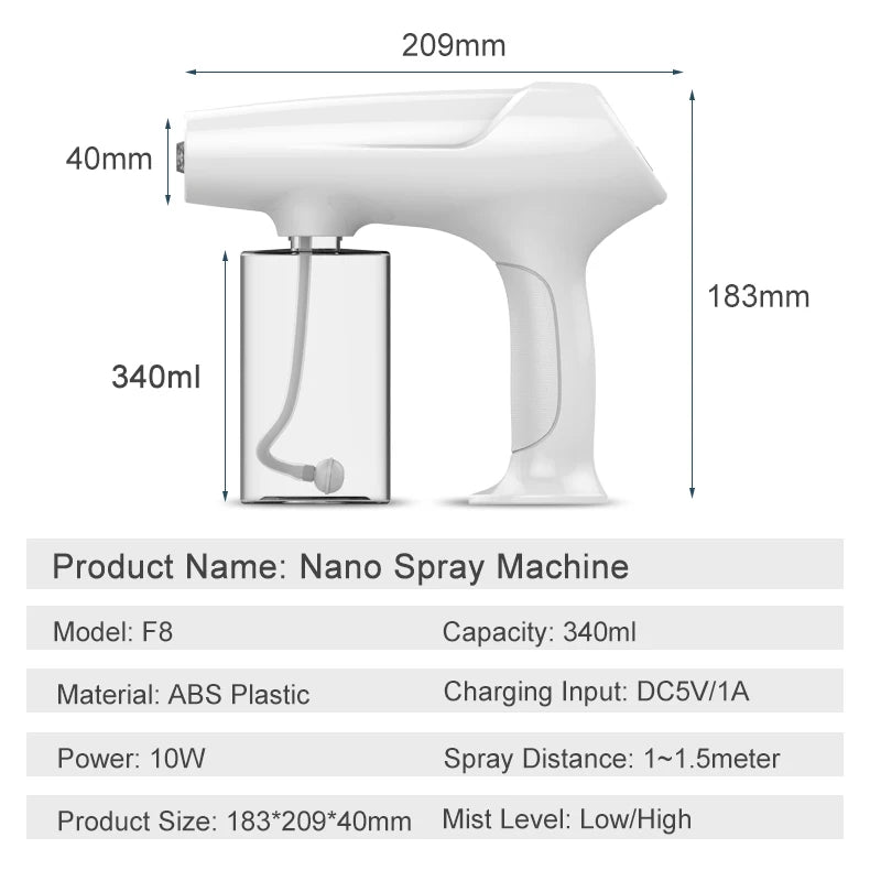 Clothes Bed Bugs Killer Furniture Disinfection Wireless USB Disinfectant Fogger Sanitizer Machine Spray Gun Electrostatic Sprayer Rechargeable with Blue Light Household Cleaning Hygiene Devices