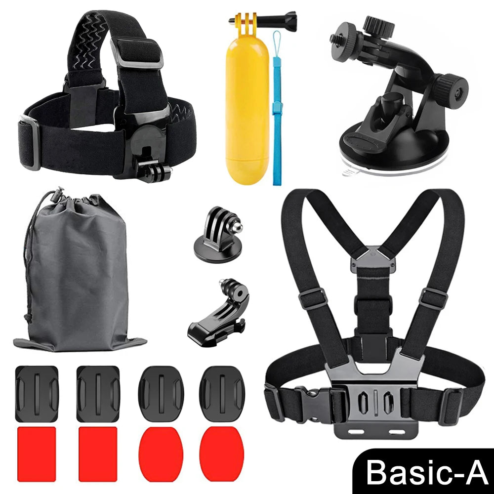 Full Set for Xiaomi GO-PRO SJ Camera Accessories Set for Go Pro Hero 13 12 11 10 9 8 7 6 5 4 Black Mount for DJI Insta360 for Sjcam Action Camera