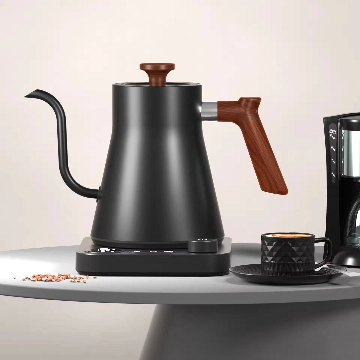 White/Black Color UK/AU/EU/US Plug Cross-Border Gooseneck Electric Kettle Intelligent Constant Temperature Electronic Digital Screen Display Hand Pot New Coffee Tea Brewer Temperature Control Household Drinkware Appliances